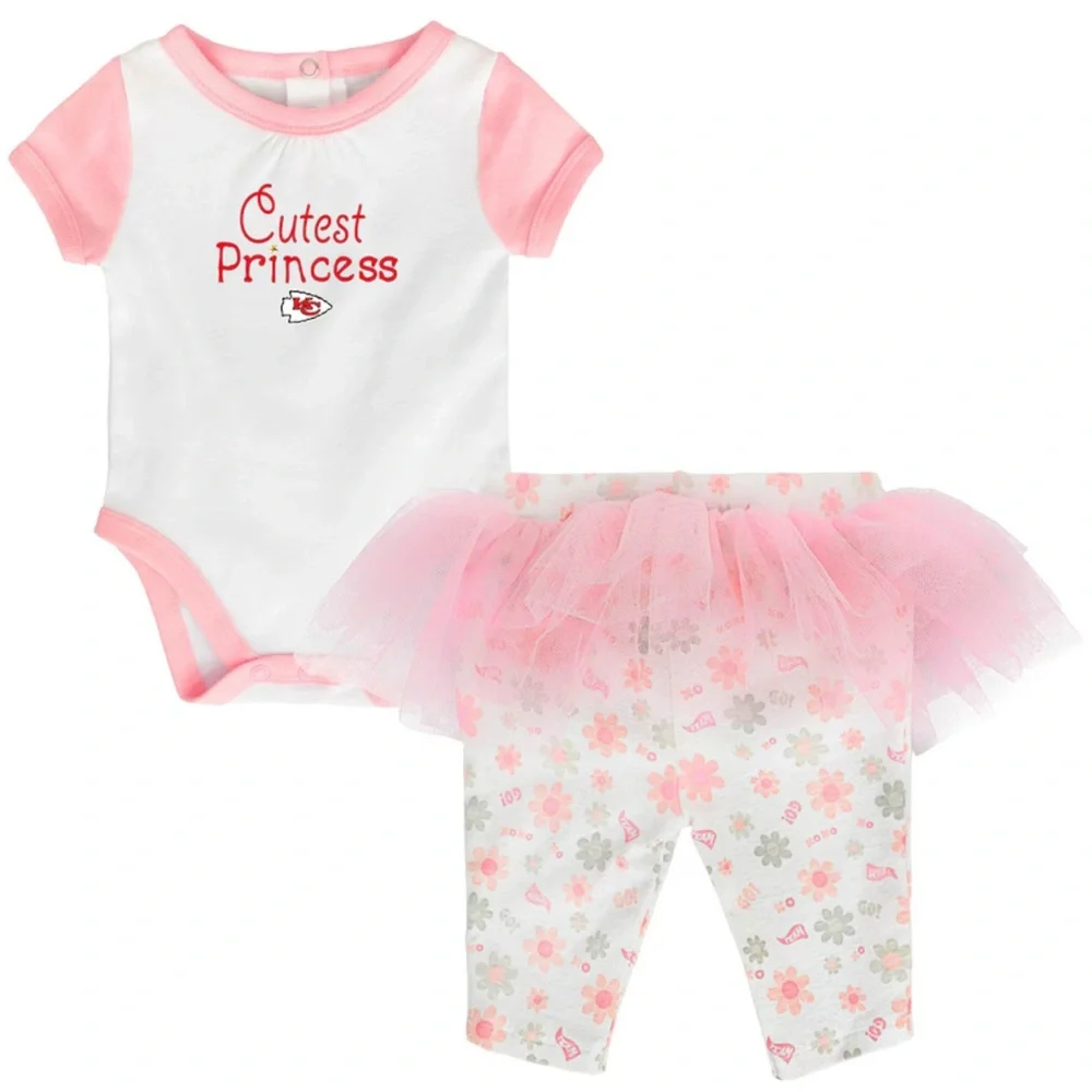 NFL Kansas City Chiefs KC Cutest Princess Onesie Floral Tutu Pants Matching Set